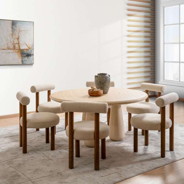 BEREN 6 SEATER DINING TABLE CONCRETE BEIGE